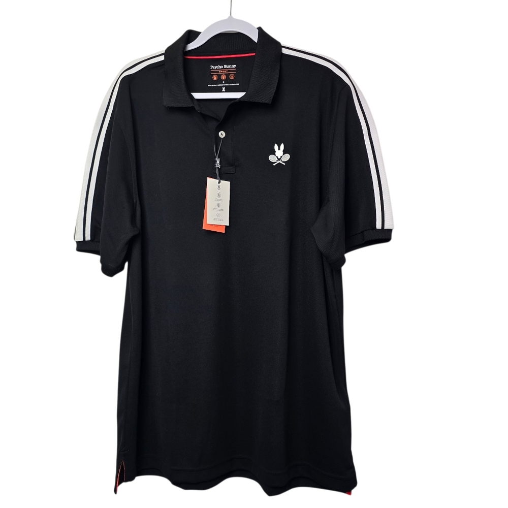 NWT Psycho Bunny Courtside Tennis Polo Black Performance Shirt Sz XXL (8)